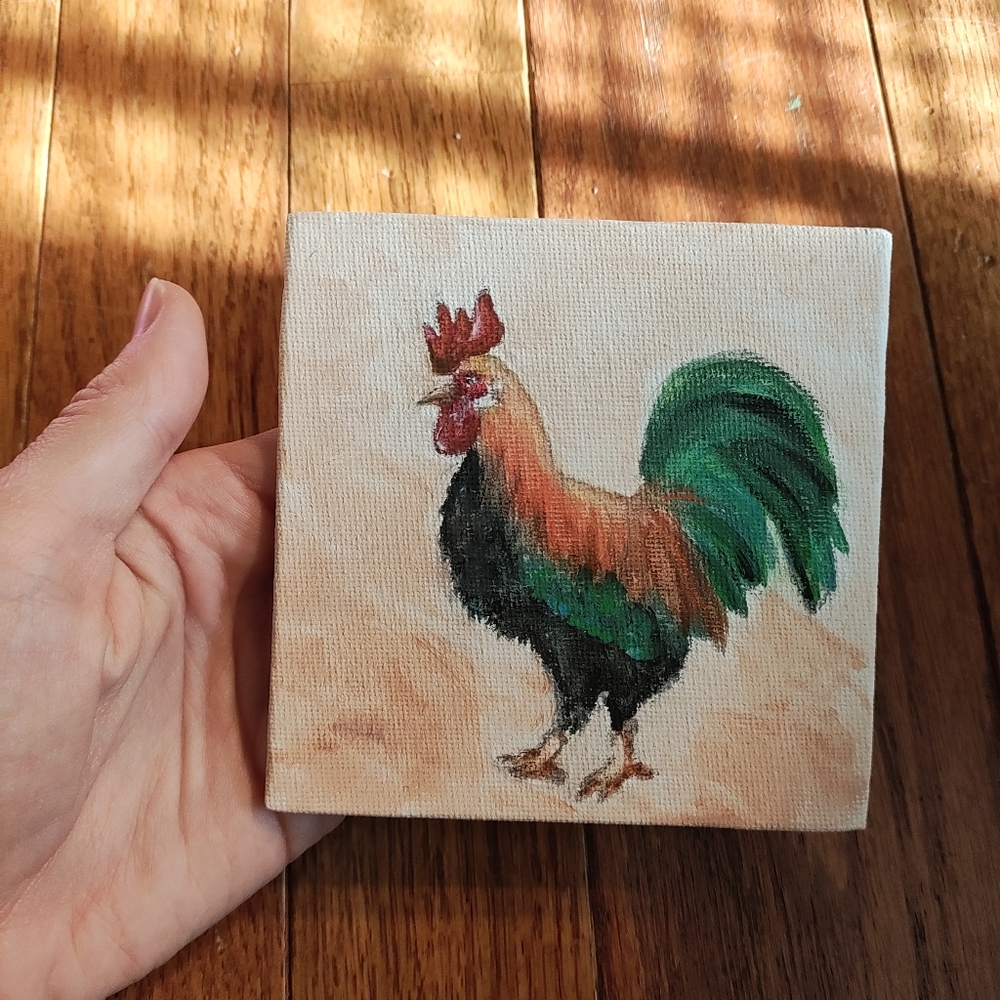Rooster painting! Acrylic painting / fridge magnet